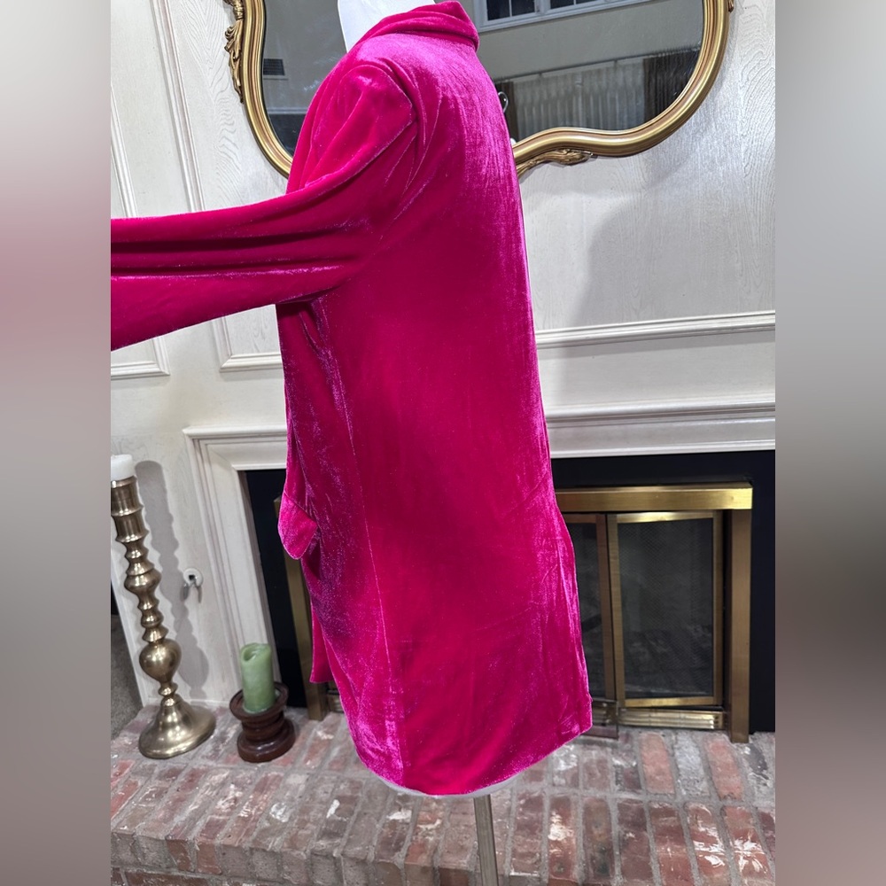 Endless Rose Pink Velvet Blazer Jacket Women’s M Soft Stretch Shawl Collar - Picture 4 of 12